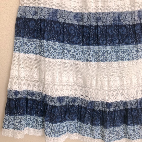 Boho Indie Festival Rave Tiered Lace Hippie Skirt - Picture 4 of 13